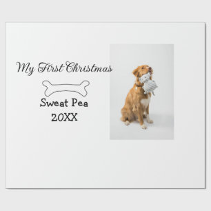 Papier Cadeau Ma première photo d'animal de Noël nom année os