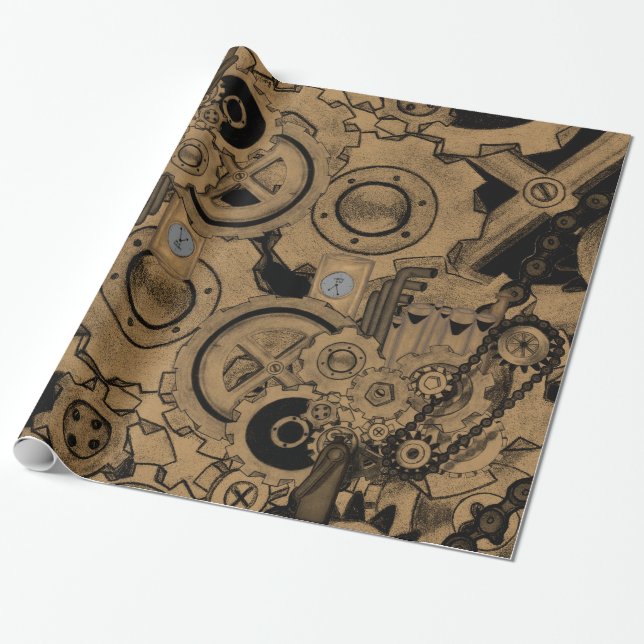Papier Cadeau Machines à vapeur (Brassy) (Déroulé)