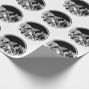 Papier Cadeau Machu Picchu paysage noir et blanc