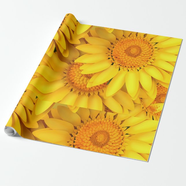 Papier Cadeau Macro couleur orange jaune tournesol fermer (Déroulé)