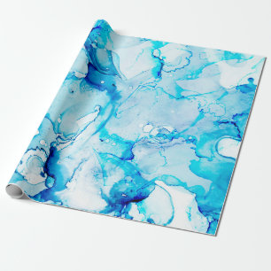Papier Cadeau Macro Nuages. Sapphirine et points de couleur blan