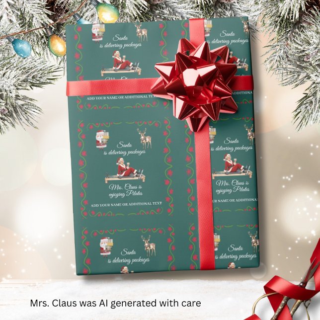 Papier Cadeau Madame Claus aime le Pilates Nom  (Créateur téléchargé)