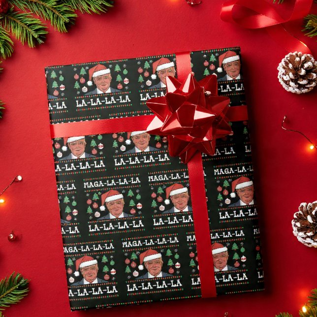 Papier Cadeau Maga La La La Funny Trump Ugly Christmas (Créateur téléchargé)