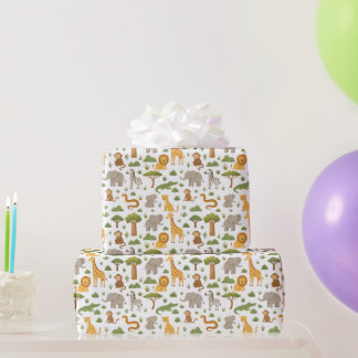 Papier Cadeau Magasin adorable Safari Animaux Cadeaux Envelopper