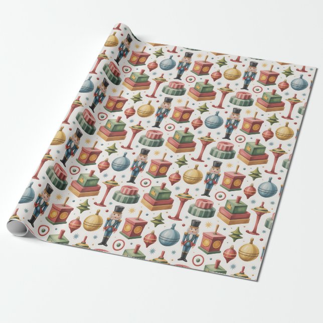 Papier Cadeau Magasin de jouets à l'ancienne Noël (Déroulé)