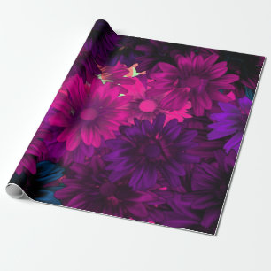 Papier Cadeau Magenta mauve modèle floral moderne
