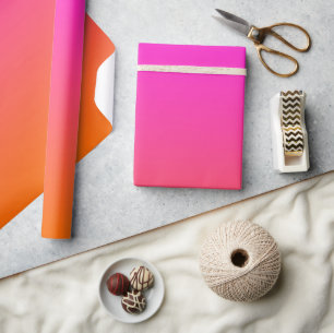 Papier Cadeau Magenta rose chaud et orange brillant Ombre