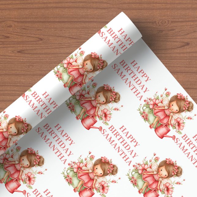 Papier Cadeau Magical Fairy Girl Blush Floral Birthday Wrapping  (Magical Fairy Girl Blush Floral Birthday Wrapping Paper

)