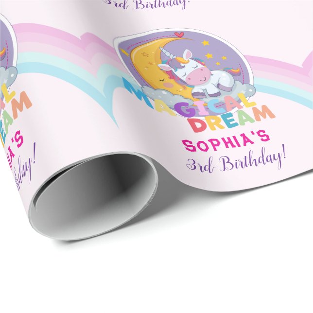 Papier Cadeau Magical Unicorn Dream (Coin rond)