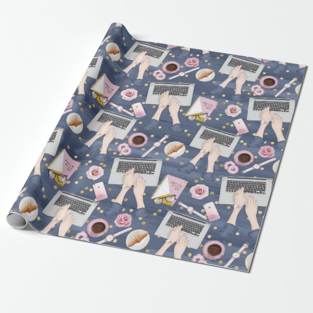 Papier Cadeau Magicien d'ordinateur portable  (Déroulé)