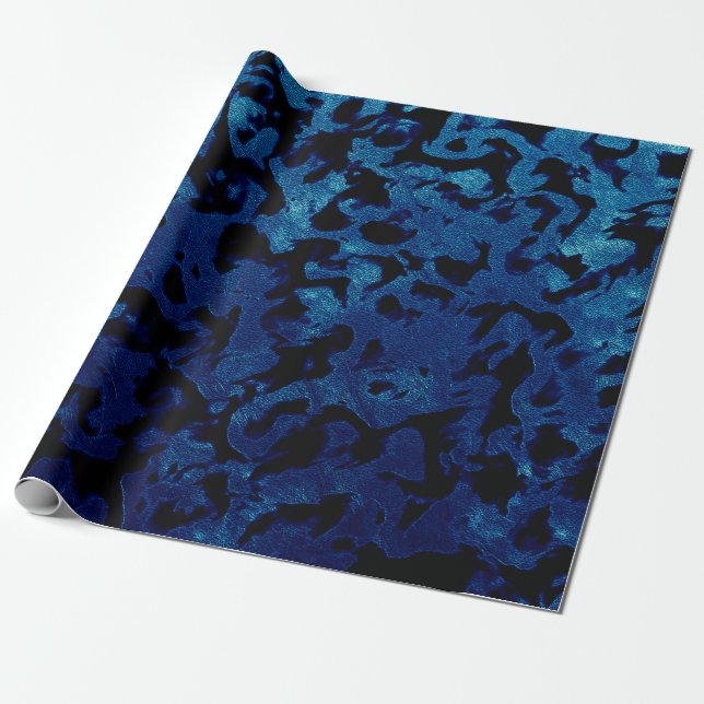 Papier Cadeau Magie Abstraite - Black Grunge Bleu de la Marine (Déroulé)
