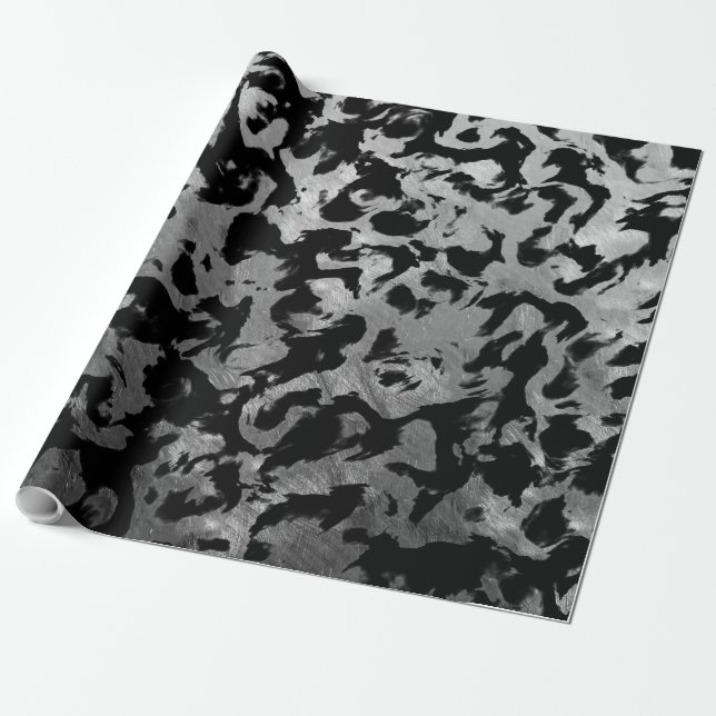 Papier Cadeau Magie Abstraite - Noir argenté (Déroulé)