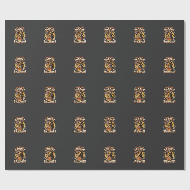 Papier Cadeau Magie de sort de minuit d'Halloween (Plat)