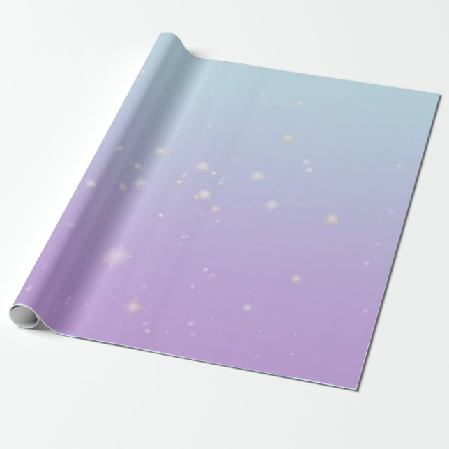 Papier Cadeau Magique Bleu Lilac Bokeh Gradient esthétique Ombre (Déroulé)