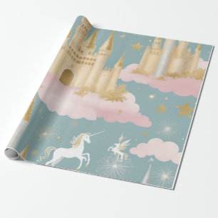 Papier Cadeau Magique conte de fées sur le thème des châteaux do