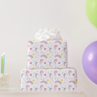 Papier Cadeau Magique Rainbow Unicorn Anniversaire Personnalisé