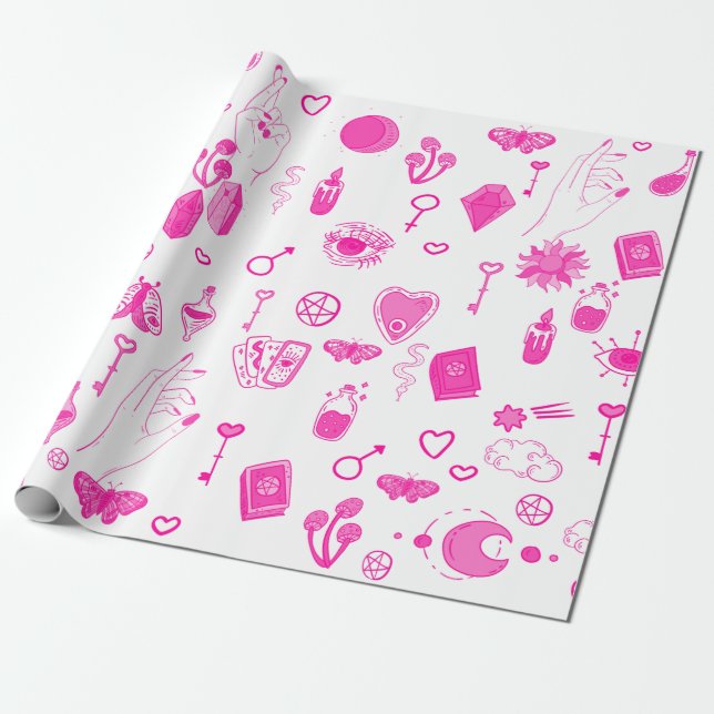 Papier Cadeau magique rose mystique (Déroulé)