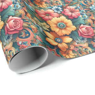 Papier Cadeau Magnifique bouquet de fleurs
