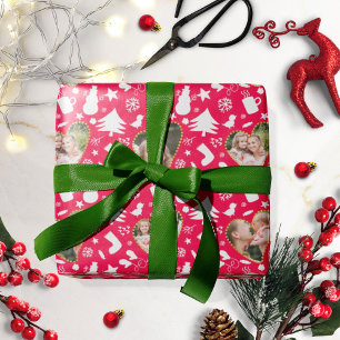 Papier Cadeau Magnifique motif d'hiver Photo Collage Noël