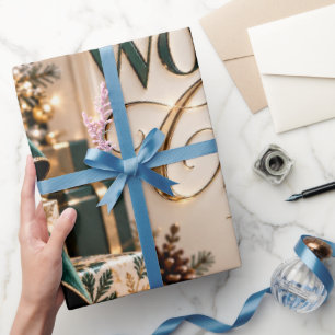 Papier Cadeau Magnifique Noël Émeraude Or