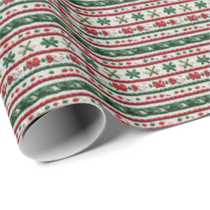 Papier Cadeau Magnifique Noël en Tricot Faux