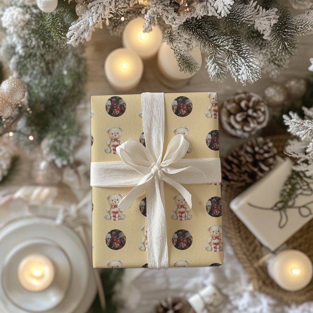 Papier Cadeau Magnifique Ours en peluche de Noël Photo personnal (Créateur téléchargé)