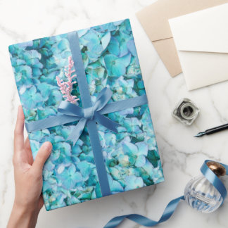 Papier Cadeau Magnifiques fleurs d'hortensia turquoise
