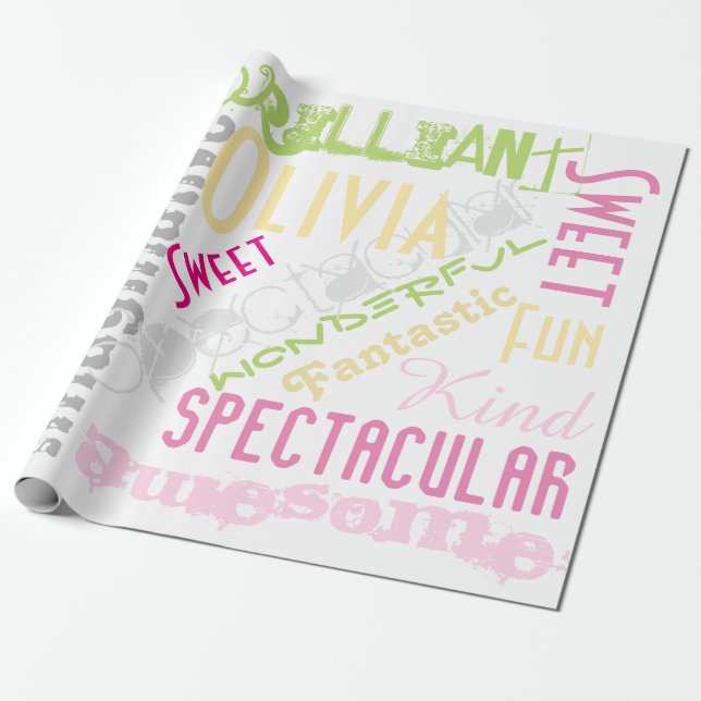 Papier Cadeau Magnifiques Pastels Douces Personnalisés pour Chaq (Déroulé)