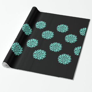 Papier Cadeau Magnifiques pivoines Turquoises sur enveloppement