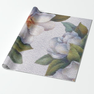 Papier Cadeau Magnolia Fleur Élégante Aquarelle Blanche