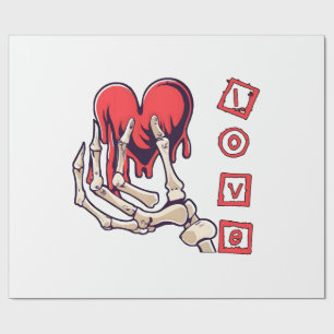Papier Cadeau Main de squelette symbolique de l'amour offrant un