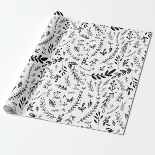 Papier Cadeau Main noire et blanche moderne dessinée