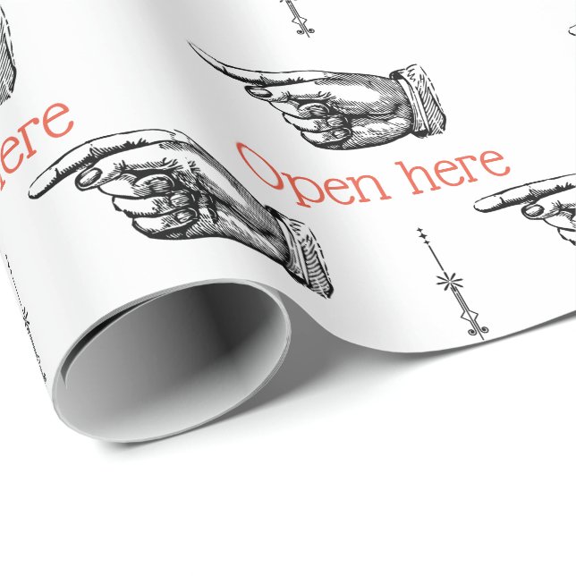 Papier Cadeau Main victorienne vintage pointée (Coin rond)