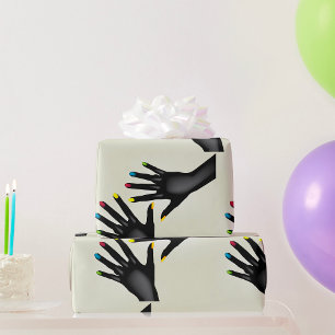 Papier Cadeau Mains Noires Avec Ongles Peintes