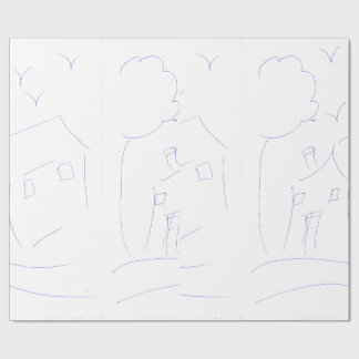 PAPIER CADEAU MAISON DE DESSIN À MAIN