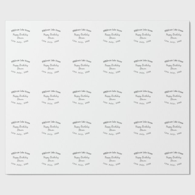 Papier Cadeau Maison de lac plage joyeux anniversaire nom date a (Plat)