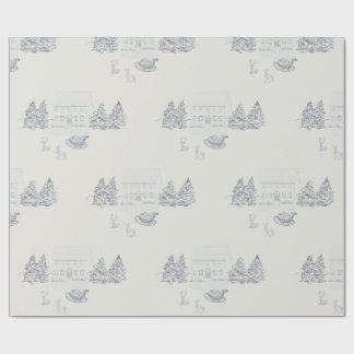 Papier Cadeau Maison de Noël confortable de Nouvelle-Angleterre
