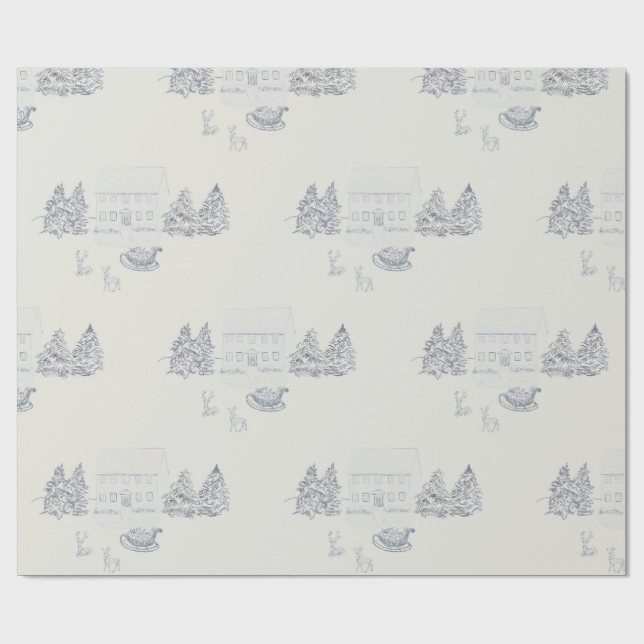 Papier Cadeau Maison de Noël confortable de Nouvelle-Angleterre (Plat)