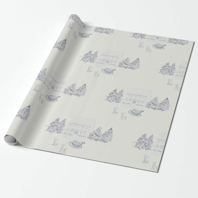 Papier Cadeau Maison de Noël confortable de Nouvelle-Angleterre  (Déroulé)