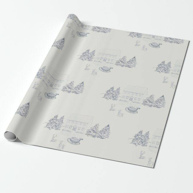 Papier Cadeau Maison de Noël confortable de Nouvelle-Angleterre (Déroulé)