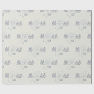 Papier Cadeau Maison de Noël cosy de Nouvelle-Angleterre (petite