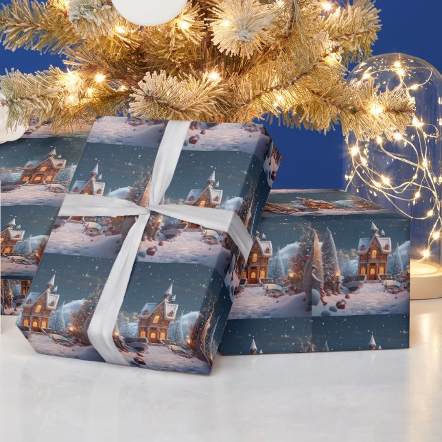 Papier Cadeau Maison de pain d'épices Noël (Vacances)