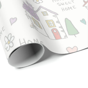 Papier cadeau maison douce maison