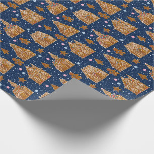 Papier Cadeau Maison en pain d'épice de neige