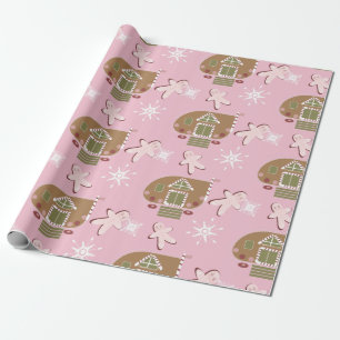 Papier Cadeau Maison en pain d'épices Cookies Flocons de neige r