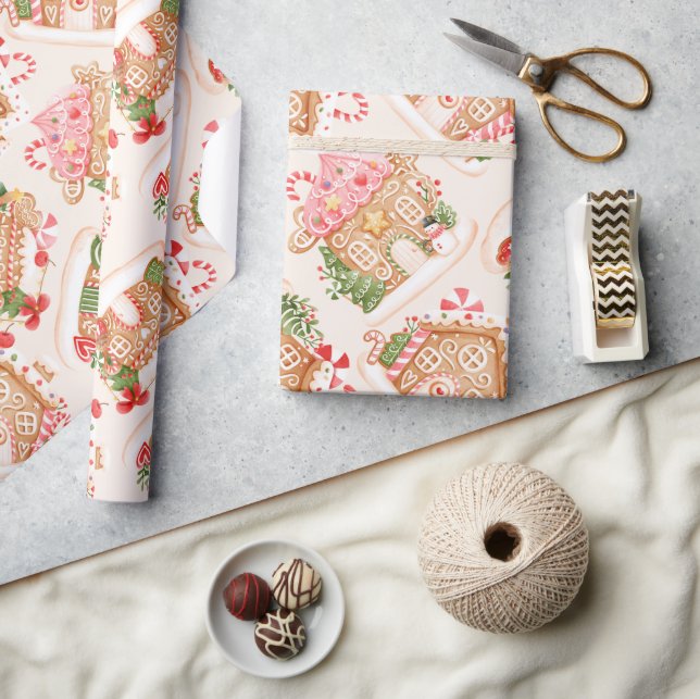 Papier Cadeau Maison en pain d'épices Cute Motif (Artisanat)