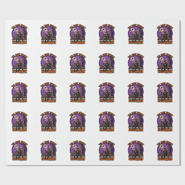 Papier Cadeau Maison hantée de Halloween la plus effrayante Sorc (Plat)