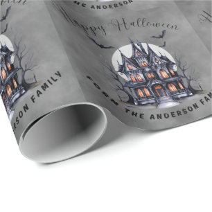 Papier Cadeau Maison hantée effrayante personnalisée Halloween
