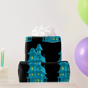 Papier Cadeau Maison Hantée Fantôme Halloween Manoir Épouvantabl