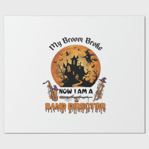 Papier Cadeau Maison hantée Halloween directeur fanfare balai ca
